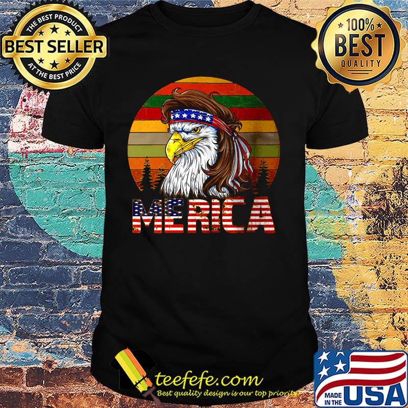 Merica Eagle American Flag Independence Day Vintage Retro Shirt