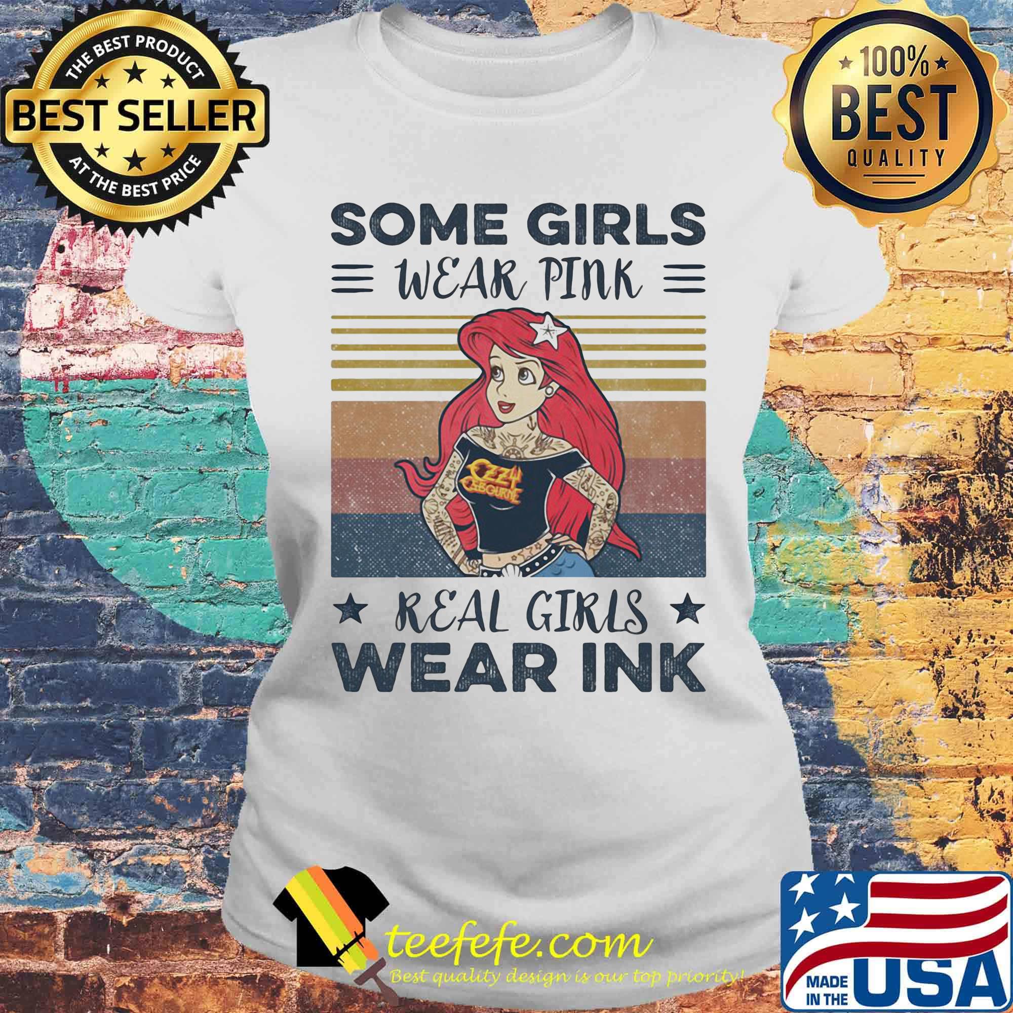 Mermaid ezzy tattoos some girls wear pink real girls wear ink stars vintage retro s Laides tee Mermaid ezzy tattoos some girls wear pink real girls wear ink stars vintage retro s Laides tee
