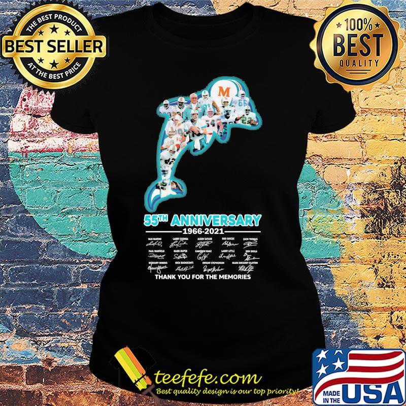Miami dolphins logo 55th anniversary 1966 2021 thank you for the memories signatures s Ladies tee Miami dolphins logo 55th anniversary 1966 2021 thank you for the memories signatures s Ladies tee