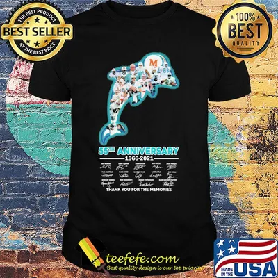 Miami dolphins logo 55th anniversary 1966 2021 thank you for the memories signatures shirt
