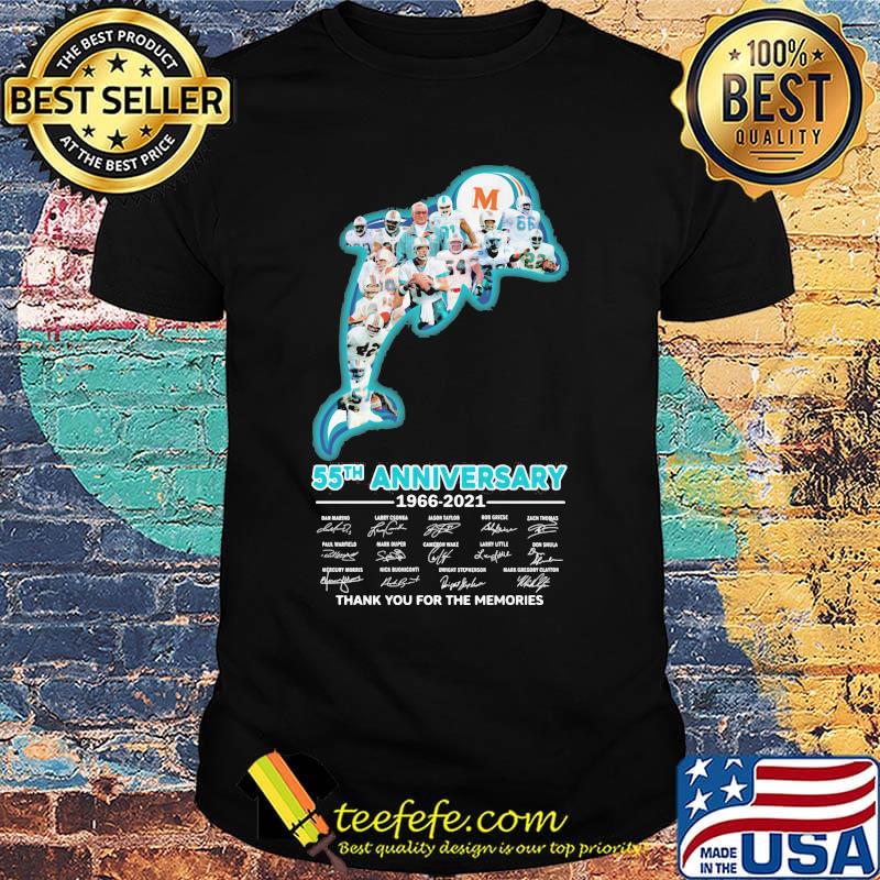 Miami dolphins logo 55th anniversary 1966 2021 thank you for the memories signatures shirt Miami dolphins logo 55th anniversary 1966 2021 thank you for the memories signatures shirt