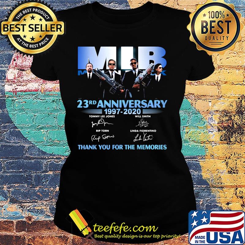 Mib international 23rd anniversary 1997 2020 thank you for the memories signatures s Ladies tee Mib international 23rd anniversary 1997 2020 thank you for the memories signatures s Ladies tee