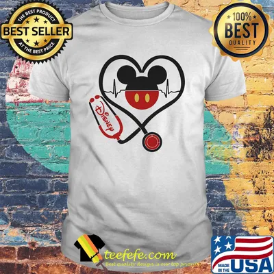 Mickey mouse disney nurse stethoscope heartbeat shirt