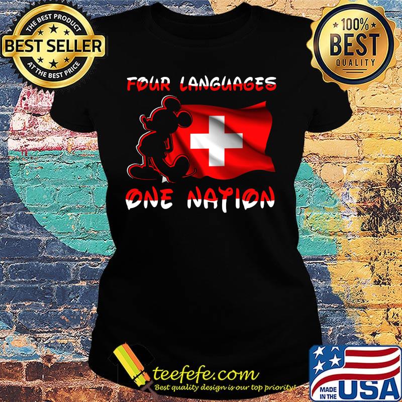 Mickey mouse four languages one nation flag s Ladies tee Mickey mouse four languages one nation flag s Ladies tee