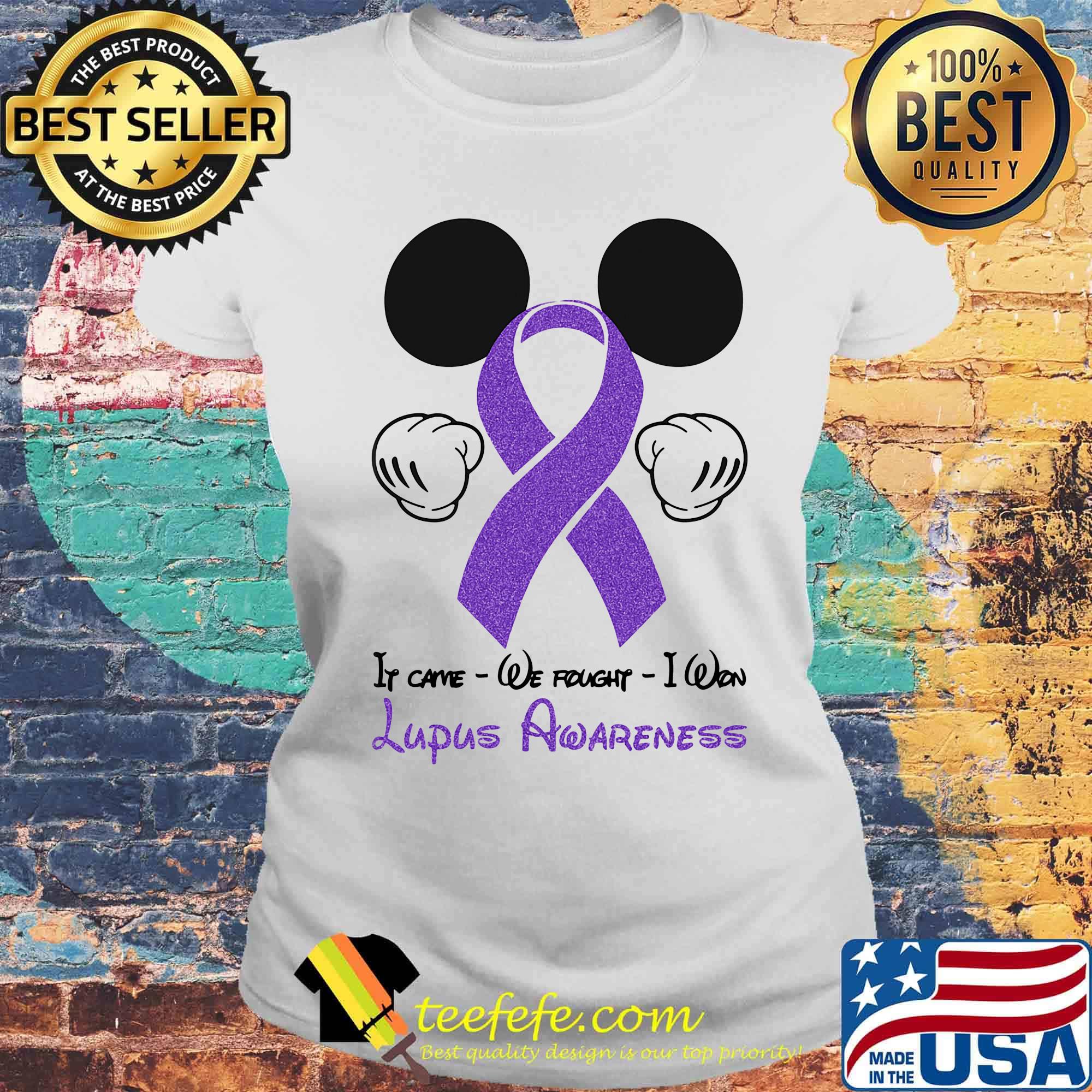 Mickey mouse if came we fought i won lupus awareness s Laides tee Mickey mouse if came we fought i won lupus awareness s Laides tee