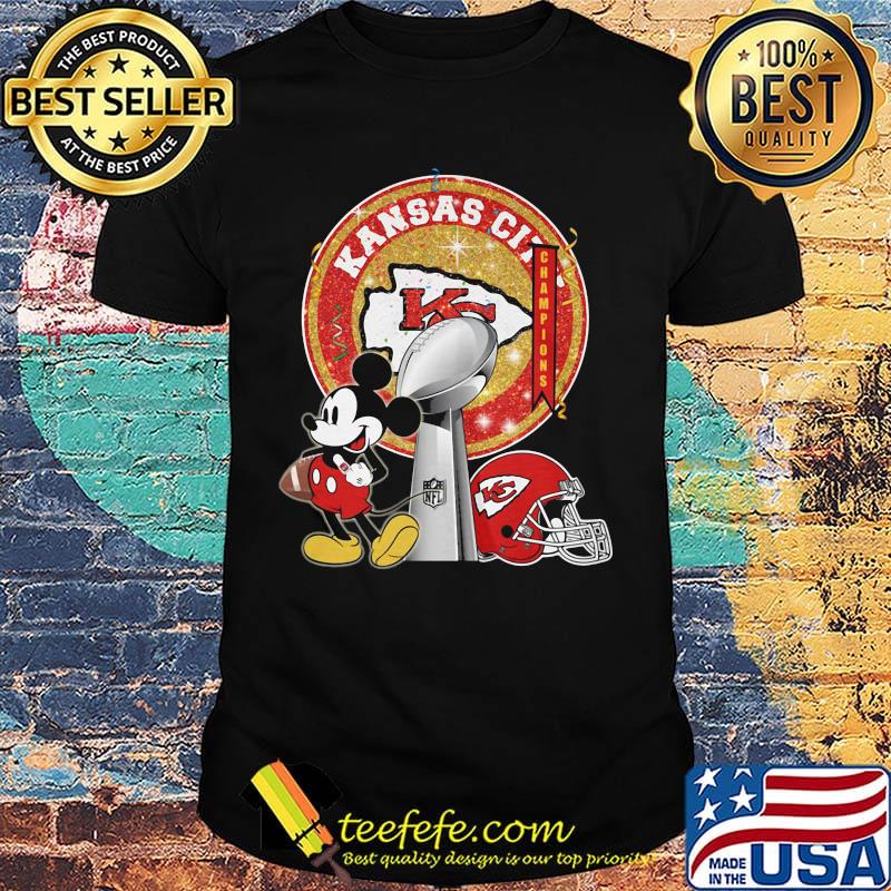 Mickey mouse kansas city chiefs champions super liv bowl football shirt