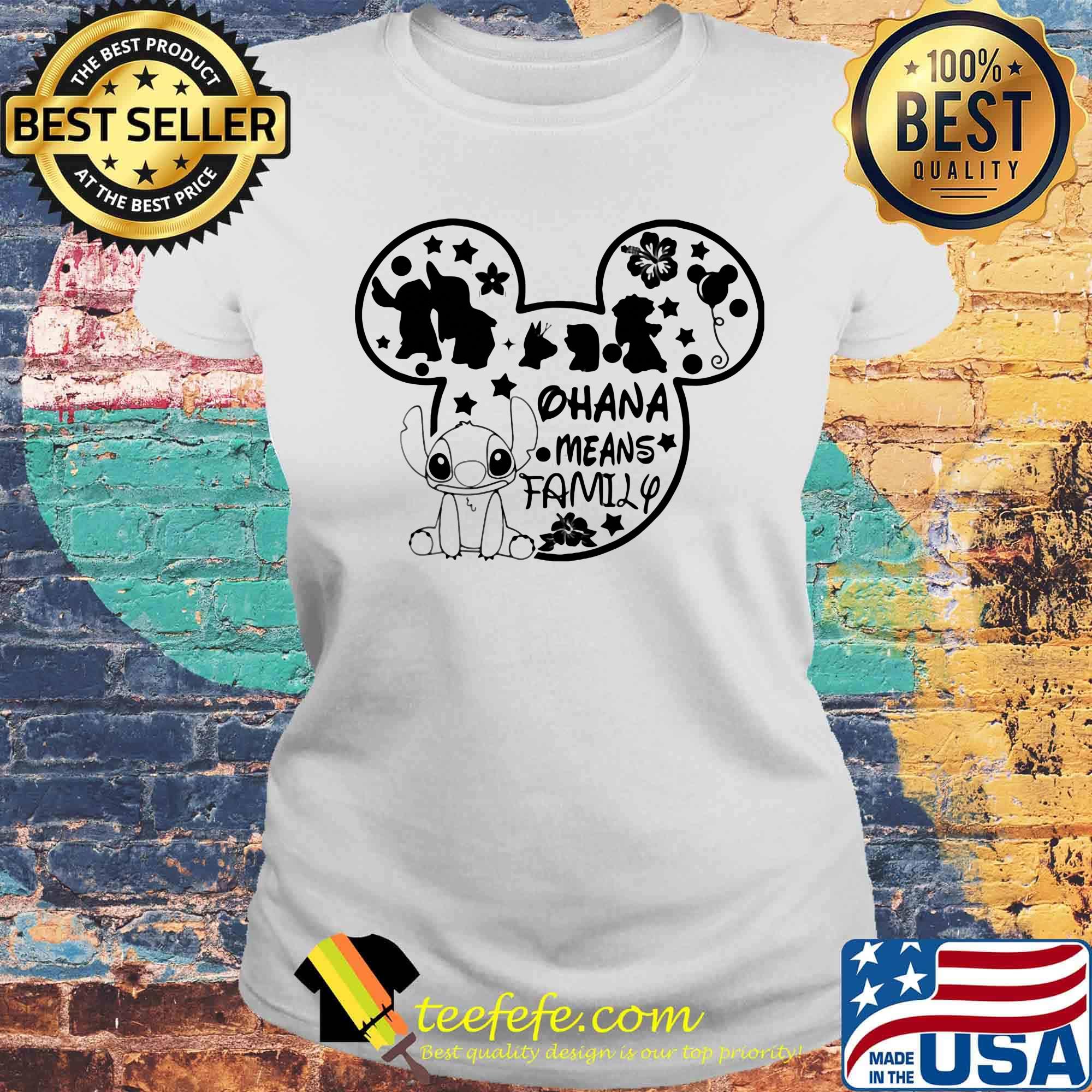 Mickey mouse stitch ohana means family s Laides tee Mickey mouse stitch ohana means family s Laides tee
