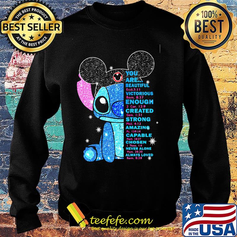 Mickey mouse stitch you are beautiful victorious enough created strong amazing capable chosen never alone s Sweater Mickey mouse stitch you are beautiful victorious enough created strong amazing capable chosen never alone s Sweater