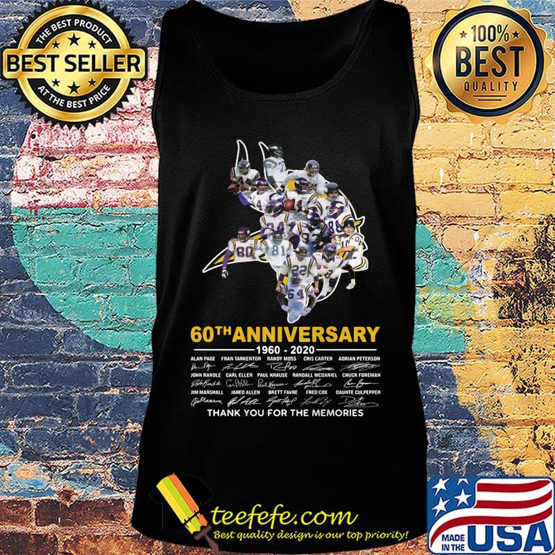 Minnesota vikings 60th anniversary 1960 2020 thank you for the memories signatures s Tank top Minnesota vikings 60th anniversary 1960 2020 thank you for the memories signatures s Tank top
