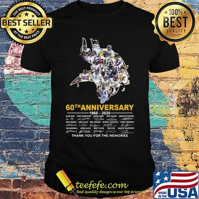 Minnesota vikings 60th anniversary 1960 2020 thank you for the memories signatures shirt