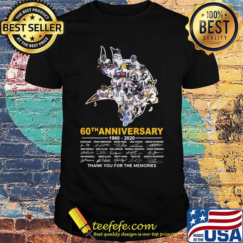 Minnesota vikings 60th anniversary 1960 2020 thank you for the memories signatures shirt Minnesota vikings 60th anniversary 1960 2020 thank you for the memories signatures shirt