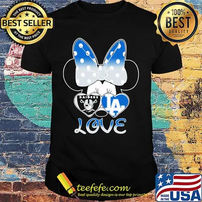 Minnie mouse love los angeles raiders and los angeles dodgers hearts shirt