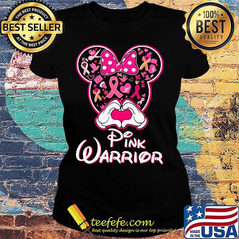 Minnie mouse pink warrior cancer awareness heart s Ladies tee Minnie mouse pink warrior cancer awareness heart s Ladies tee