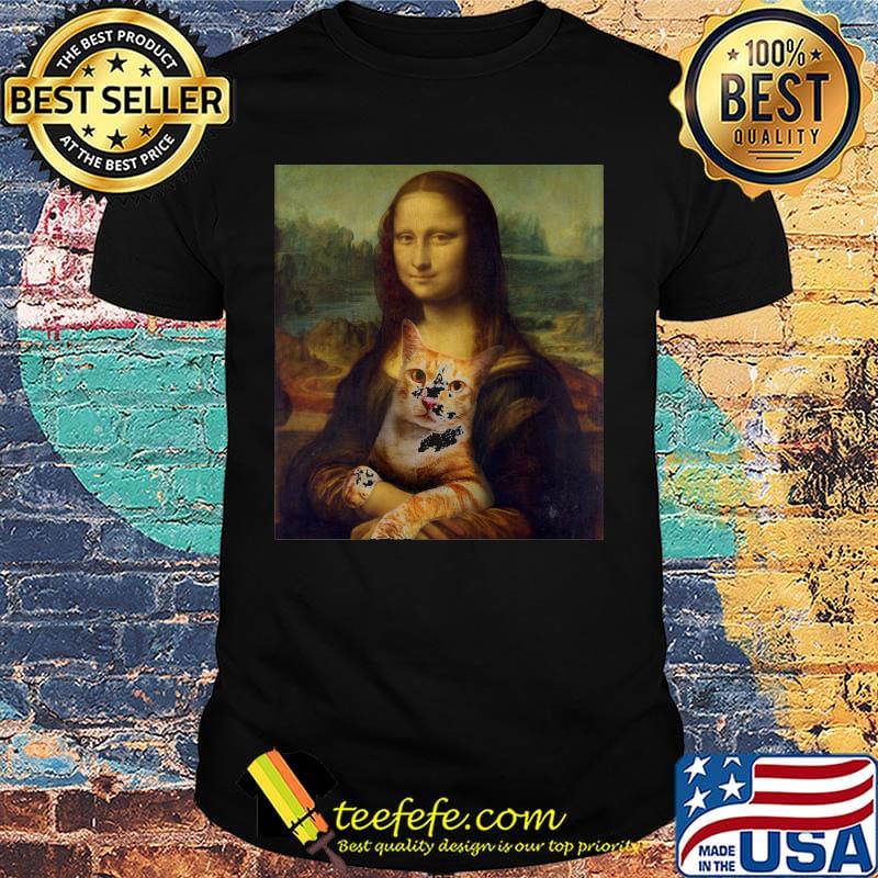 Mona lisa hug cat art shirt