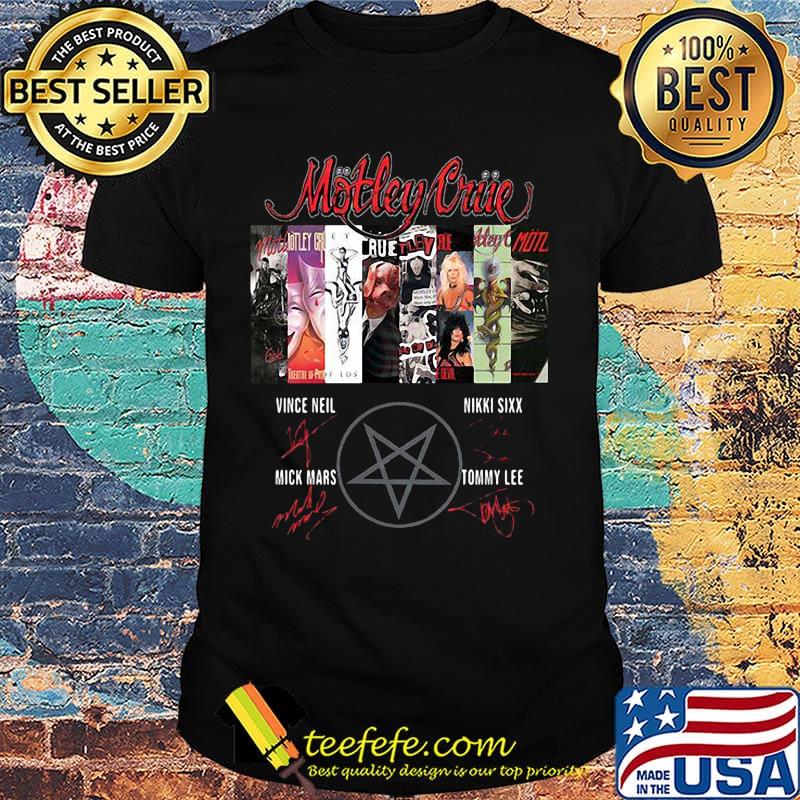 Motley crue band members signatures shirt