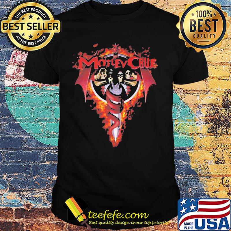Motley crue band skeleton fire shirt