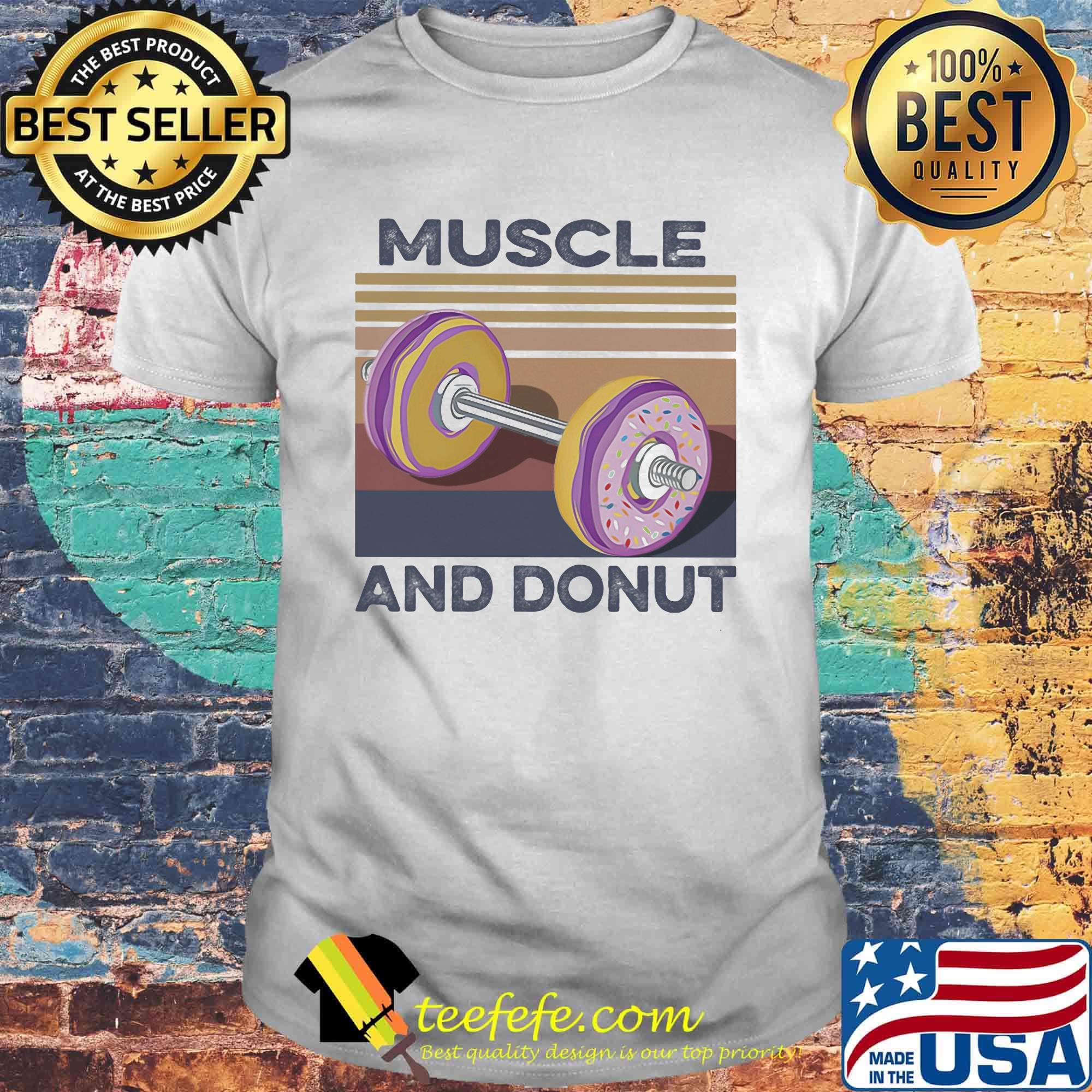 Muscle And Donut Vintage Retro Shirt