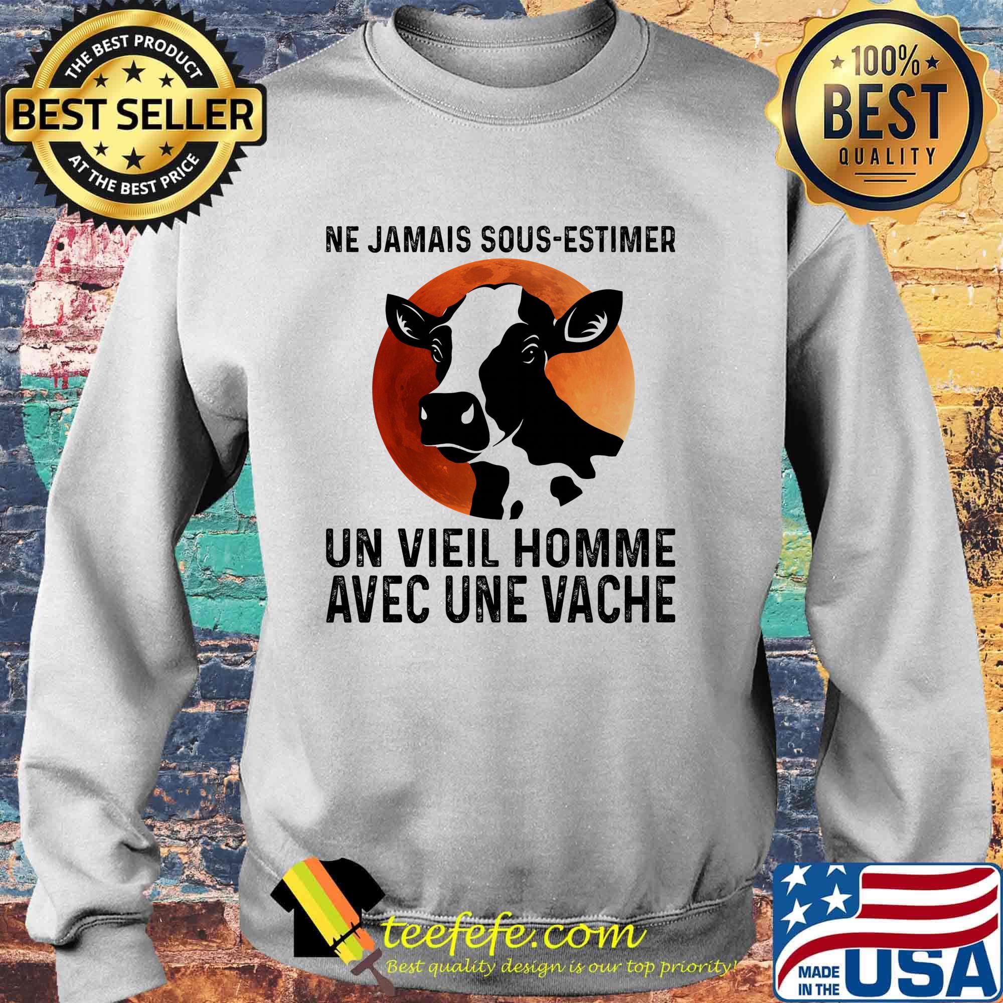 Ne jamais sous estimer un vieil homme avec une vache sunset s Sweater Ne jamais sous estimer un vieil homme avec une vache sunset s Sweater