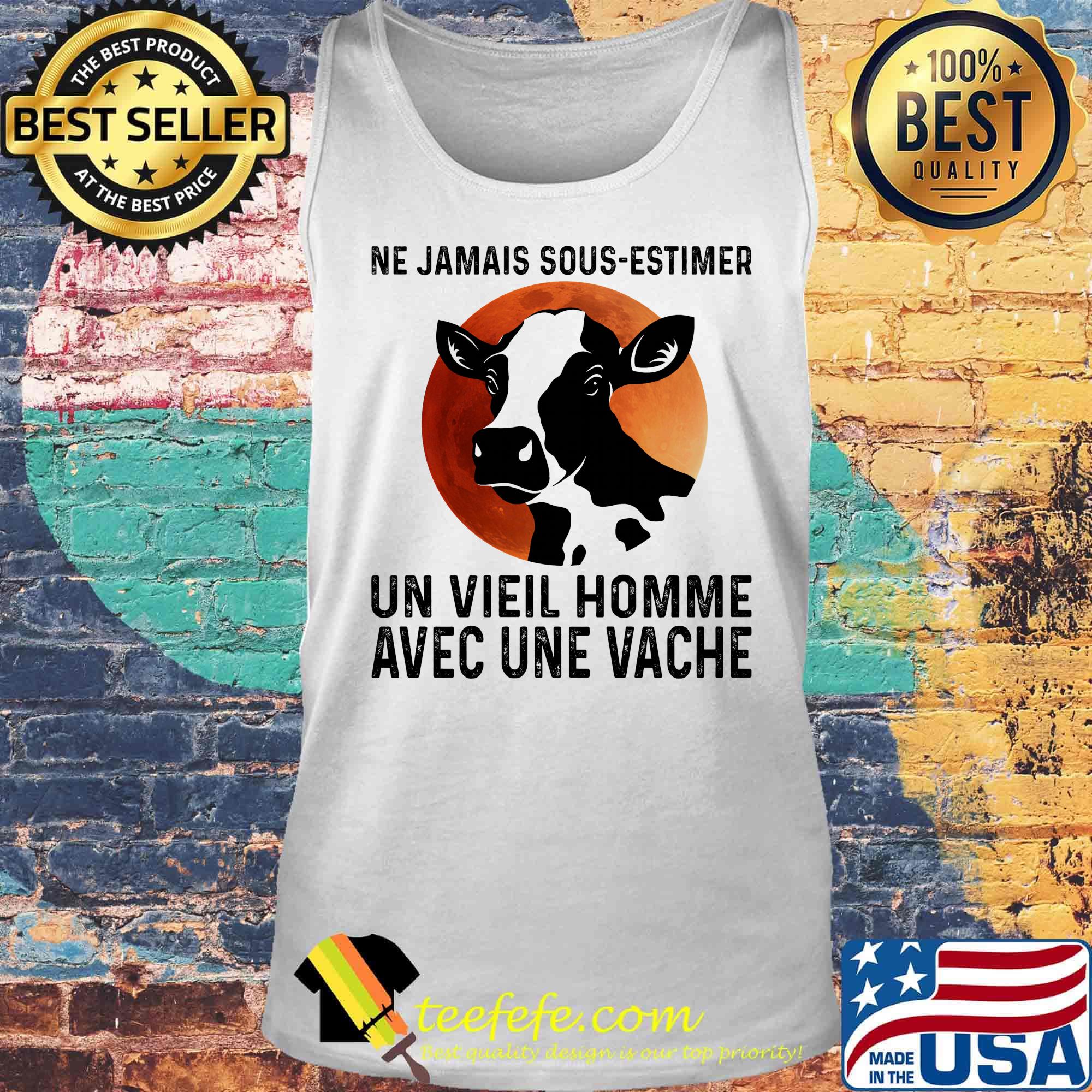 Ne jamais sous estimer un vieil homme avec une vache sunset s Tank top Ne jamais sous estimer un vieil homme avec une vache sunset s Tank top