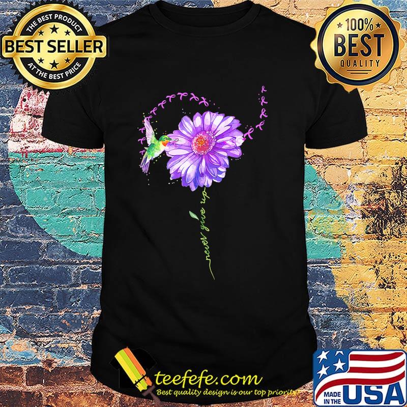 Never give up bird chrysanthemum fibromyalgia shirt