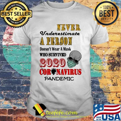 Never Underestimate A Person Doesn't Wear A Mask Who Survived 2020 Coronavirus Pndemic Skullcap Shirt