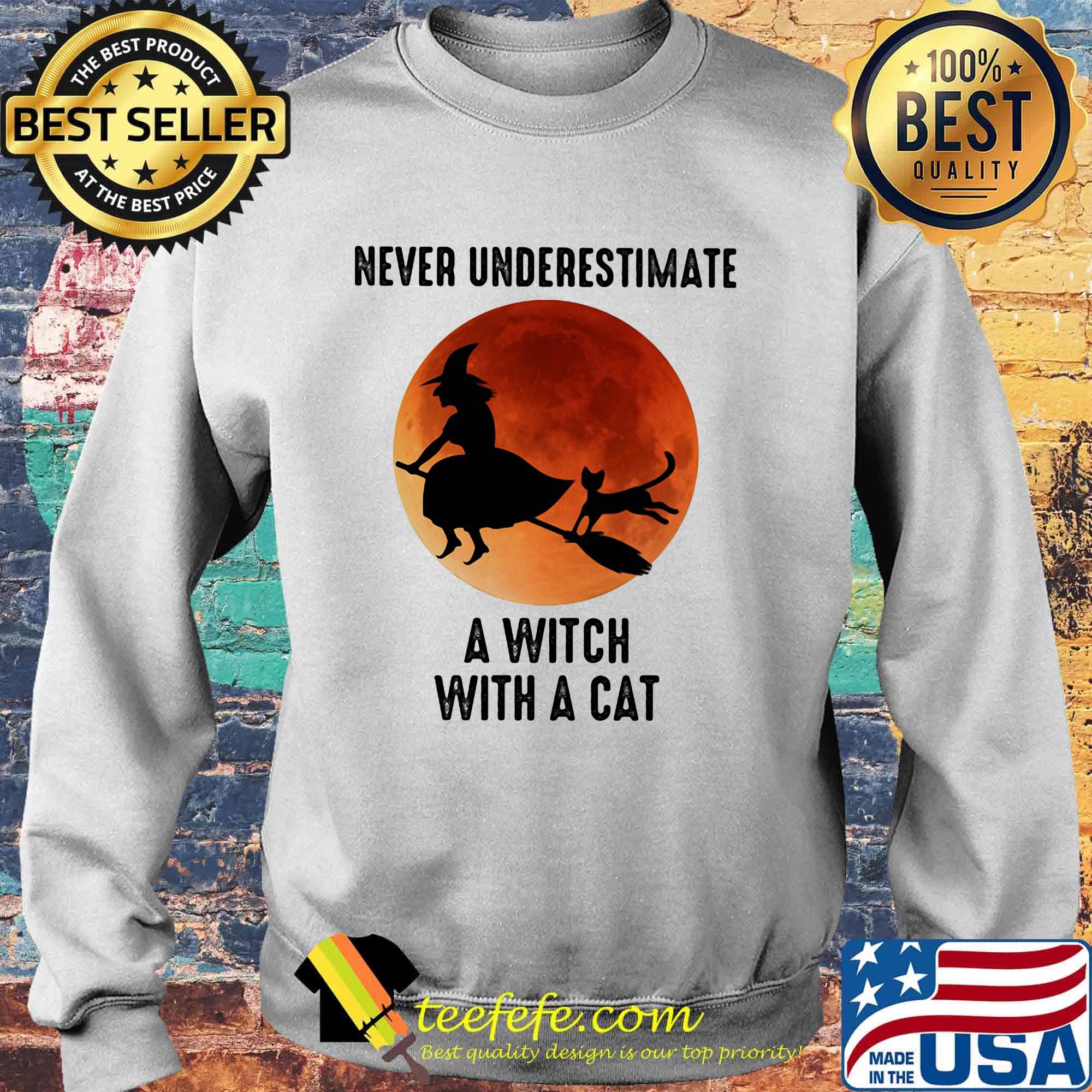 Never underestimate a witch with a cat sunset s Sweater Never underestimate a witch with a cat sunset s Sweater