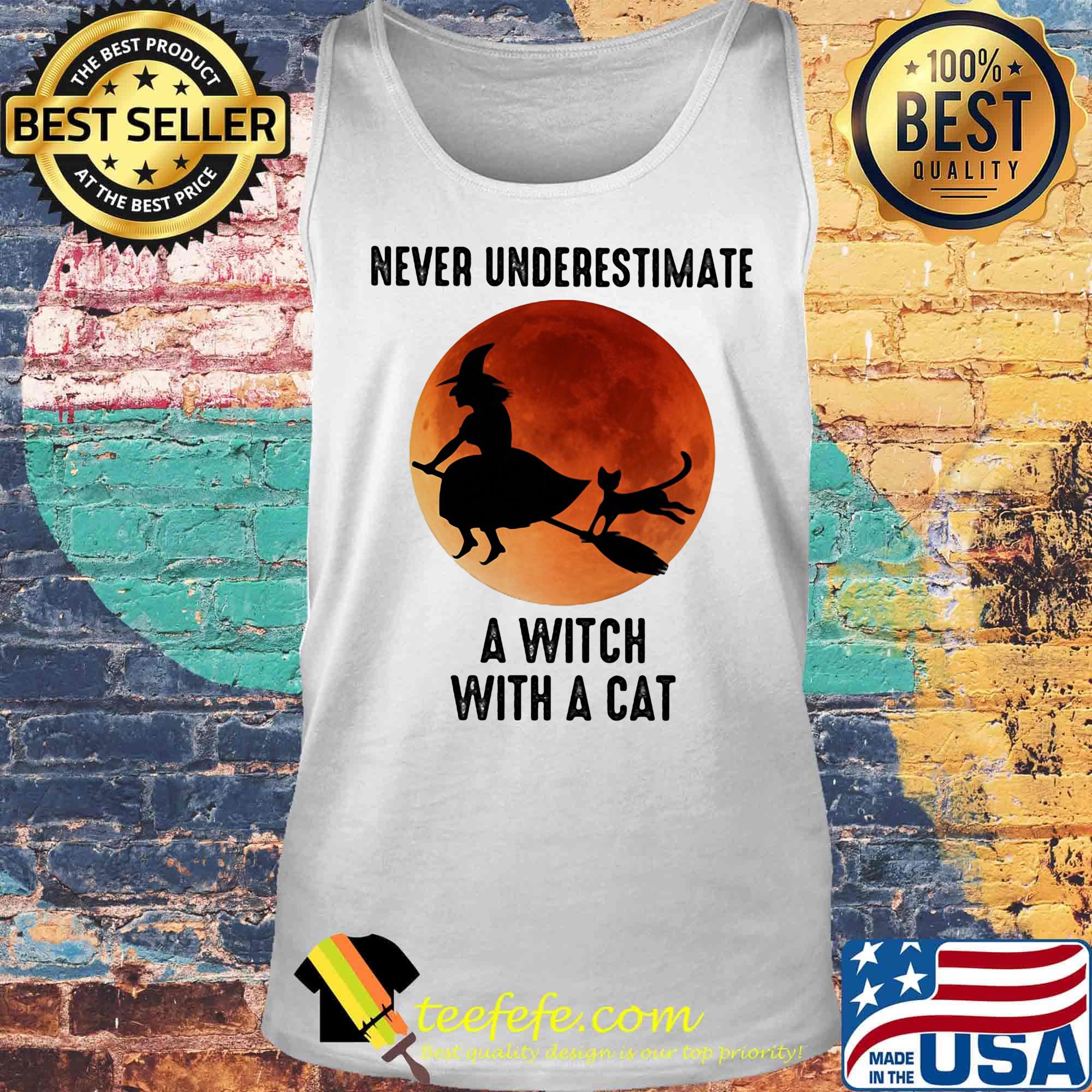 Never underestimate a witch with a cat sunset s Tank top Never underestimate a witch with a cat sunset s Tank top