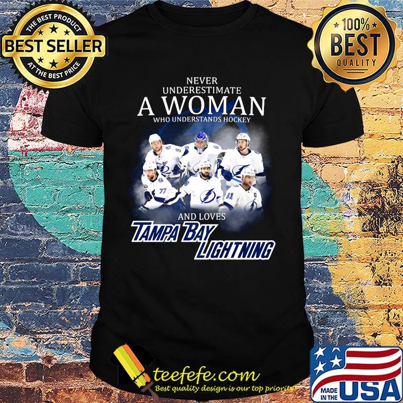 Never underestimate a woman who understands hockey and loves tampa bay lightning logo shirt