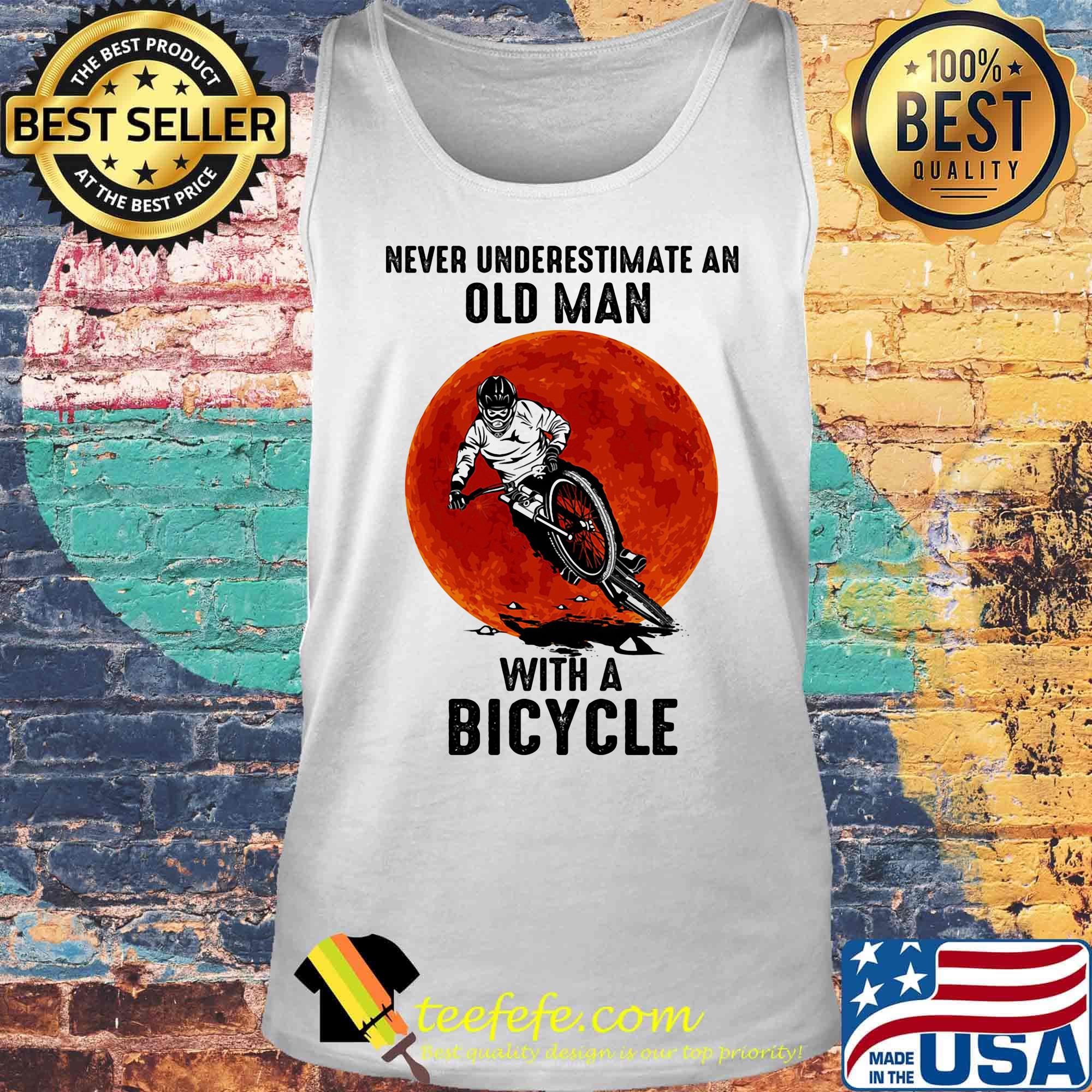 Never underestimate an old man with a bicycle sunset man s Tank top Never underestimate an old man with a bicycle sunset man s Tank top