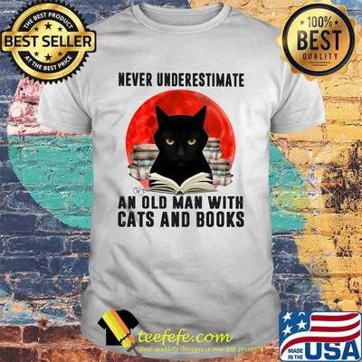Never underestimate an old man with cats and books moon blood shirt