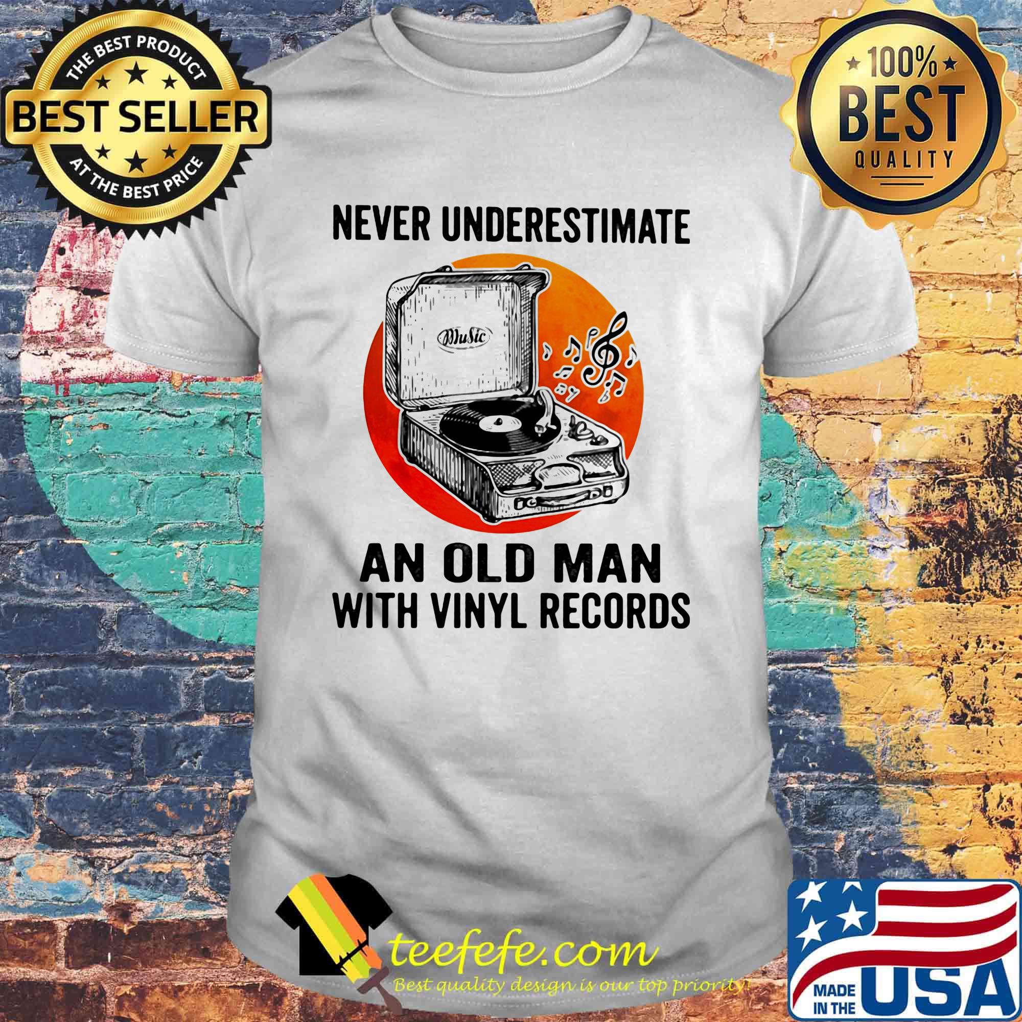 Never underestimate an old man with vinyl records moonblood shirt