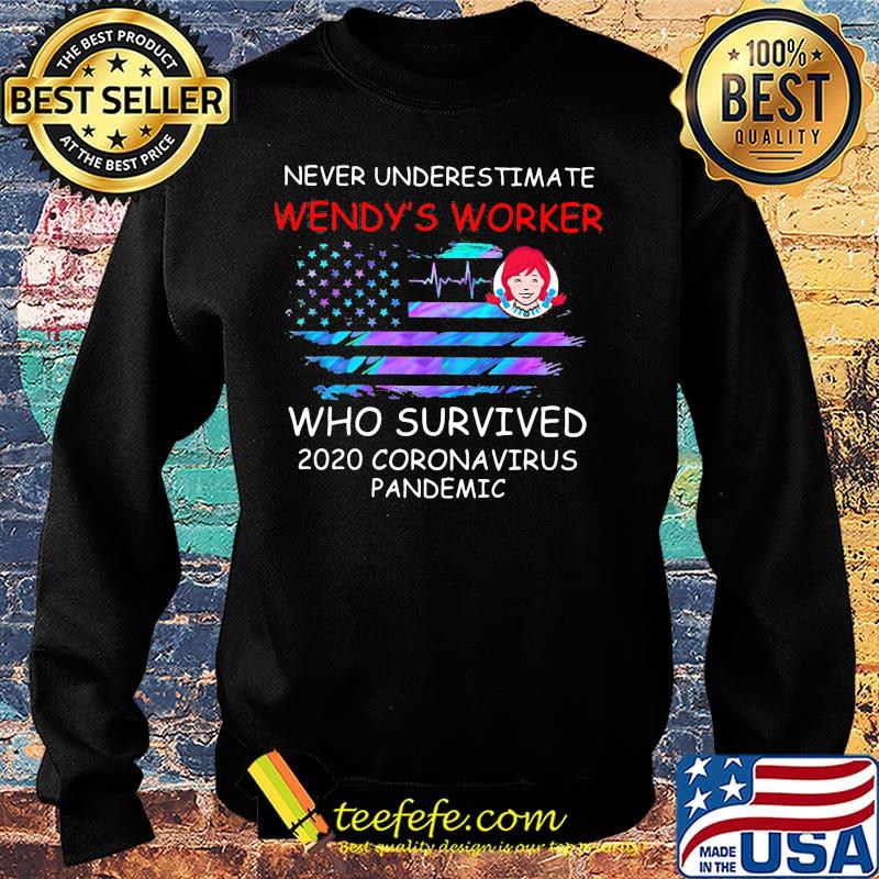 Never underestimate wendy's worker who survived 2020 coronavirus pandemic american flag independence day s Sweater Never underestimate wendy's worker who survived 2020 coronavirus pandemic american flag independence day s Sweater