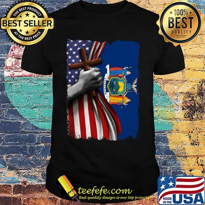 New york american flag cross happy independence day shirt