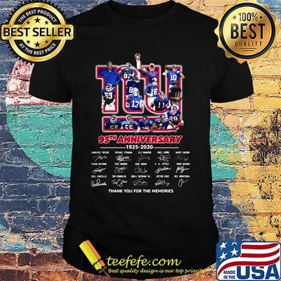 New york giants 95th anniversary 1925 2020 thank you for the memories signatures shirt