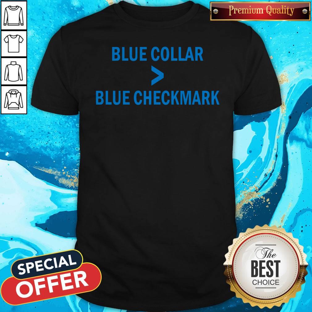 Nice Blue Collar Blue Checkmark Shirt