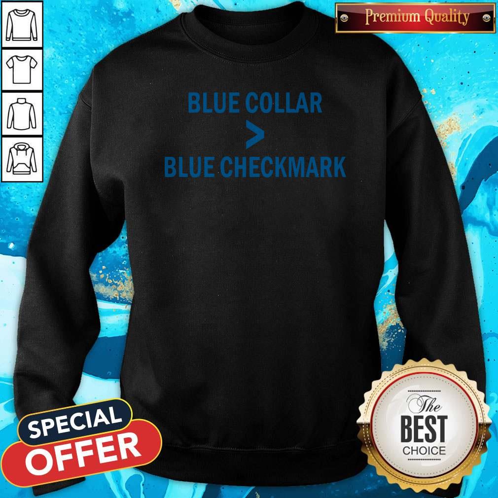 Nice Blue Collar Blue Checkmark Shirt