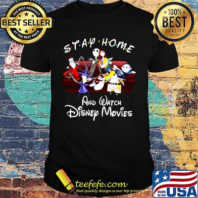 Nightmare characters sitting sofa stay home and watch disney movies shirt
