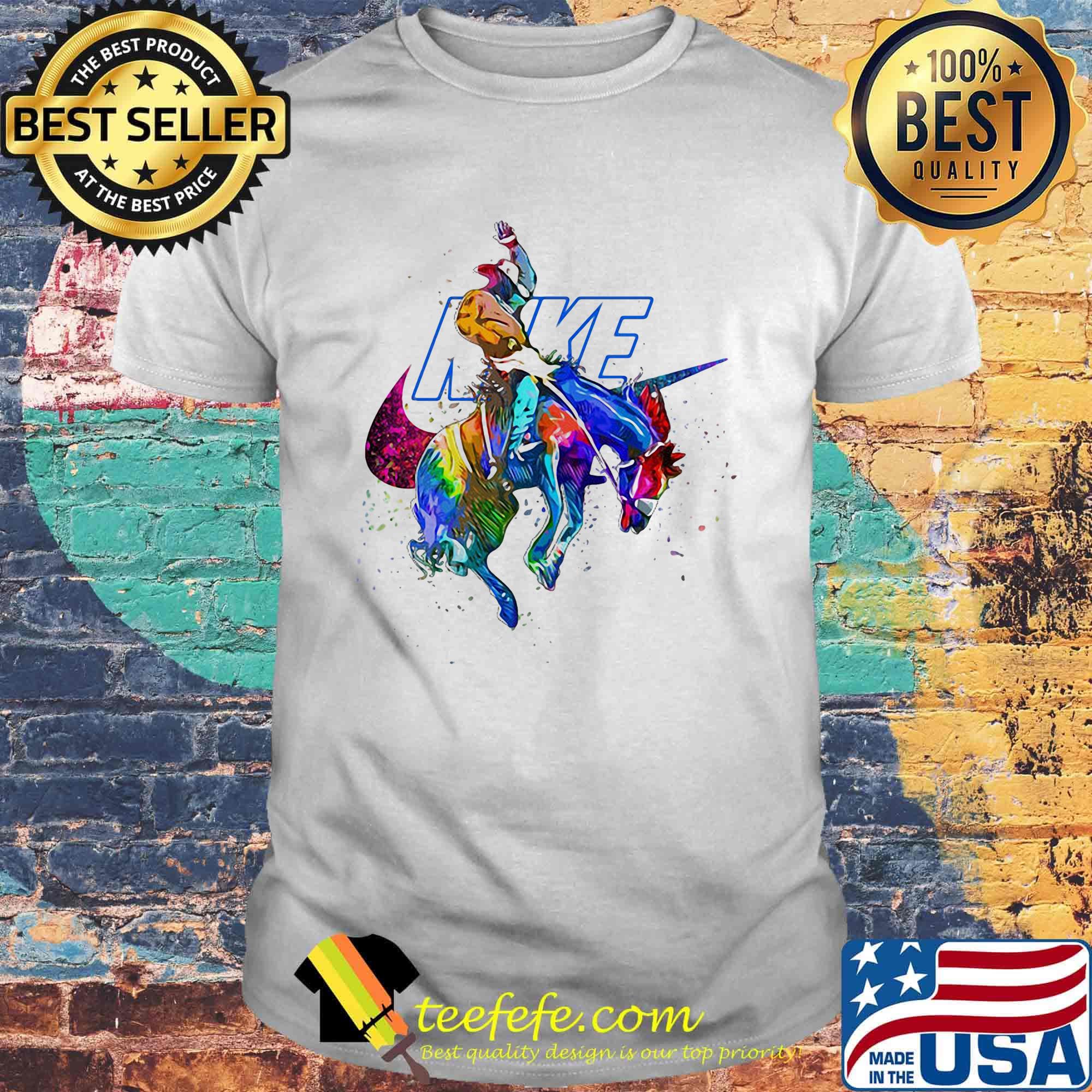 Nike logo riding a horse color shirt