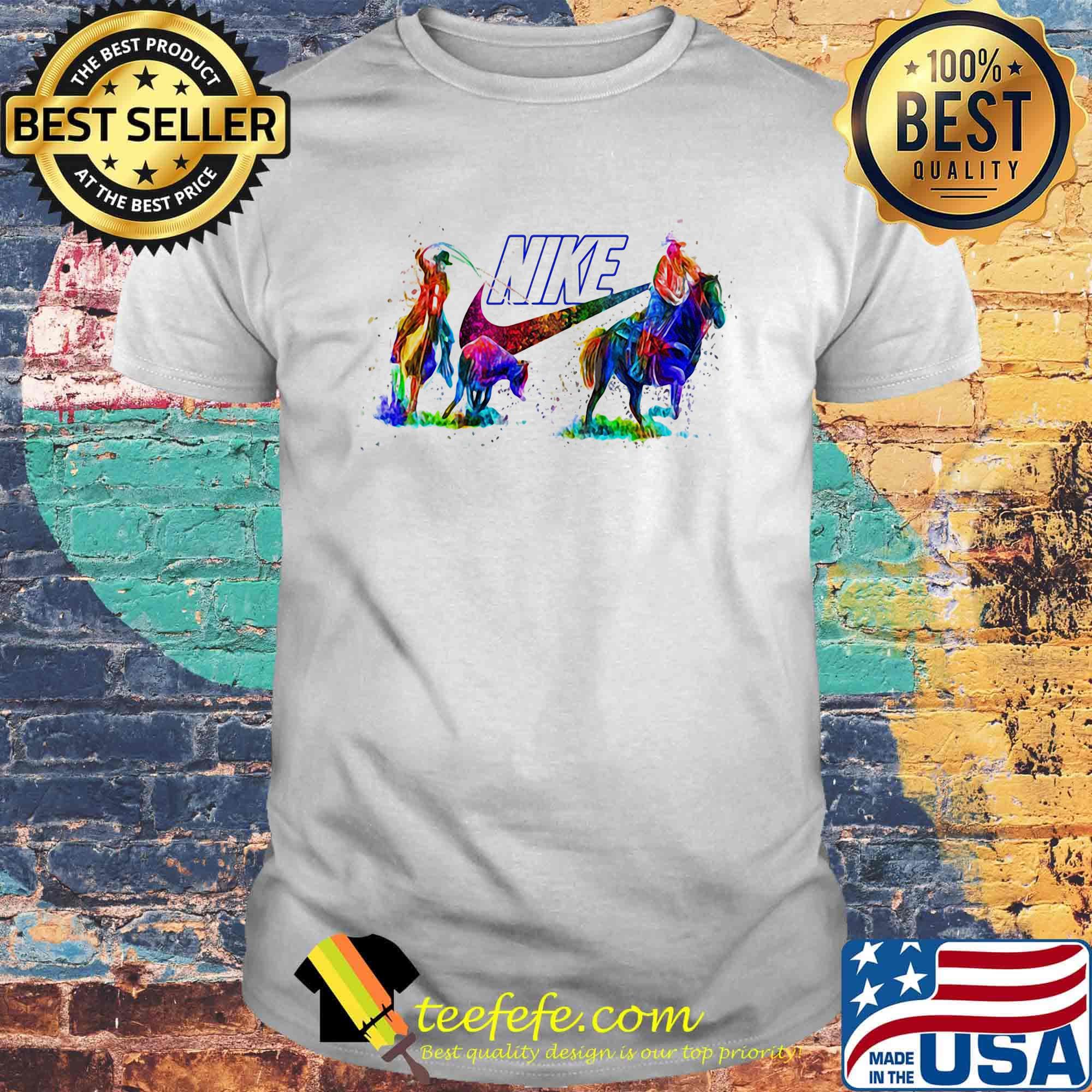 Nike logo riding horses color shirt