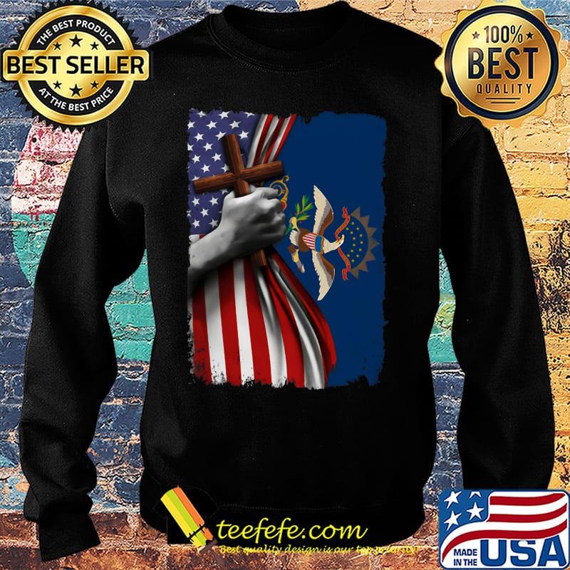 North dakota american flag cross happy independence day s Sweater North dakota american flag cross happy independence day s Sweater