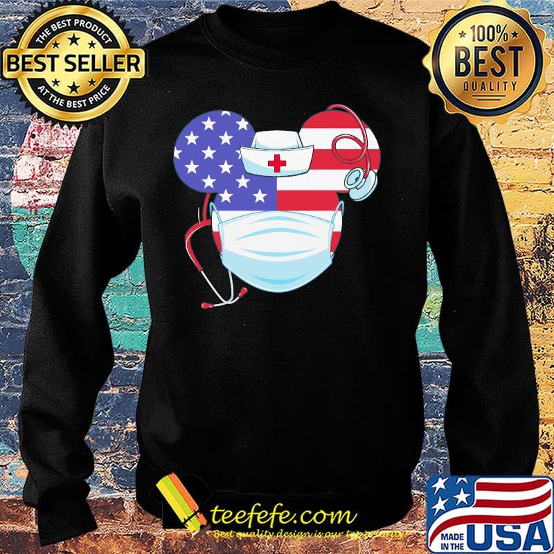 Nurse mickey mouse mask stethoscope american flag independence day s Sweater Nurse mickey mouse mask stethoscope american flag independence day s Sweater
