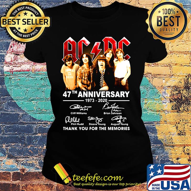 Official AC DC 47th anniversary 1973-2020 thank you for the memories s Ladies tee Official AC DC 47th anniversary 1973-2020 thank you for the memories s Ladies tee