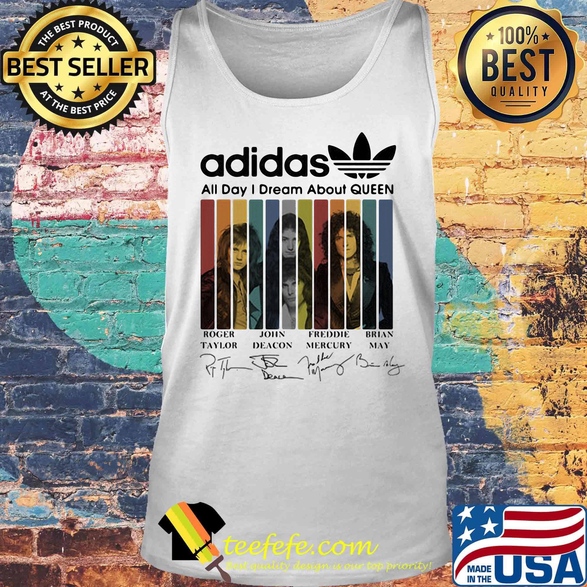 Official Adidas All day I dream about Queen Band Signatures s Tank top Official Adidas All day I dream about Queen Band Signatures s Tank top
