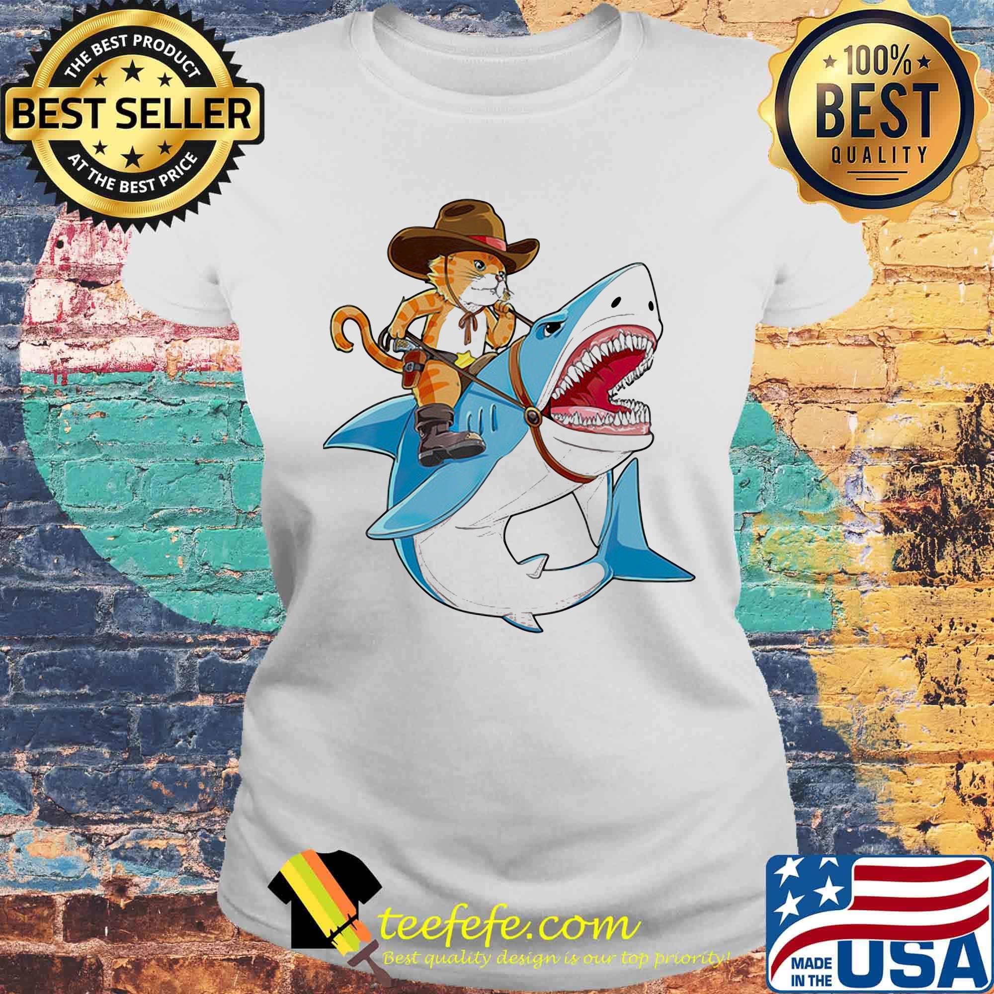 Official Cat Riding Shark Shirt Laides tee Official Cat Riding Shark Shirt Laides tee