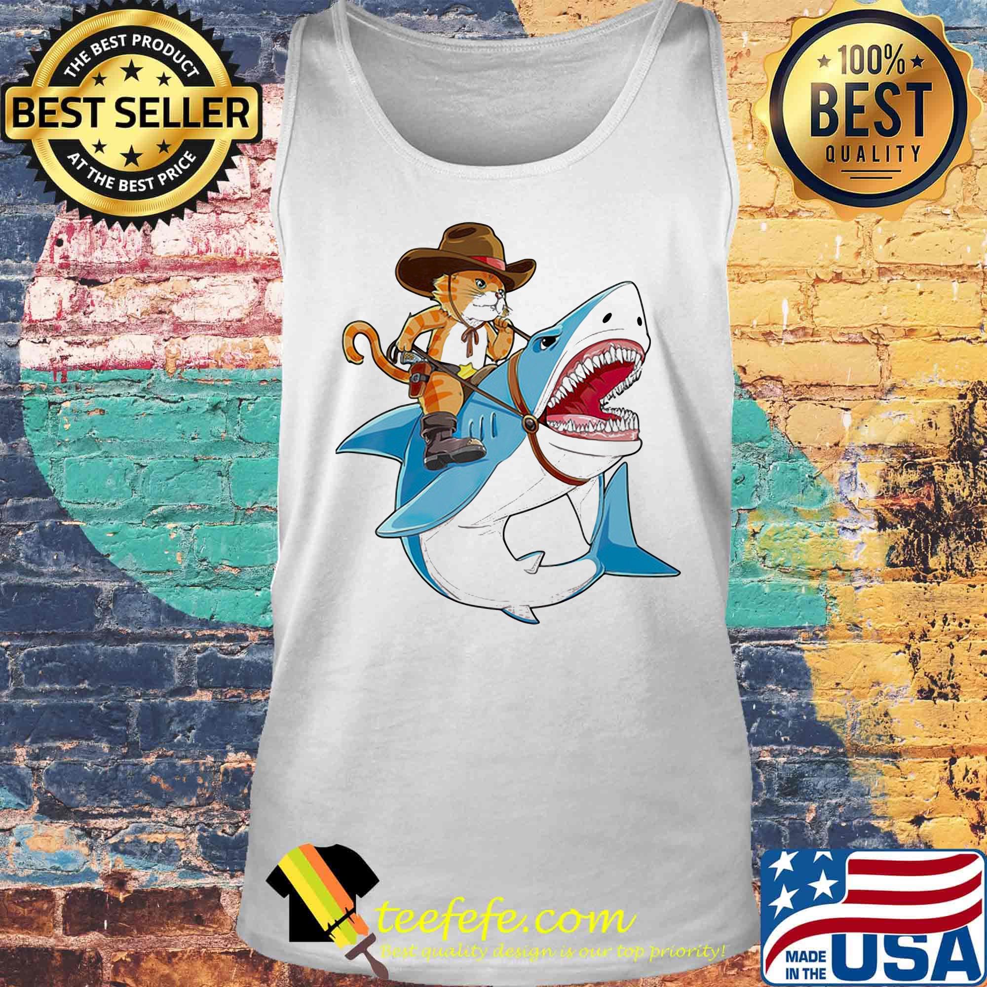 Official Cat Riding Shark Shirt Tank top Official Cat Riding Shark Shirt Tank top