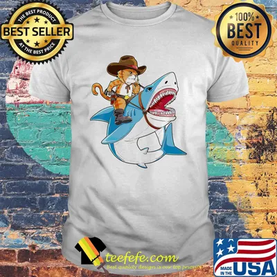Official Cat Riding Shark Shirt