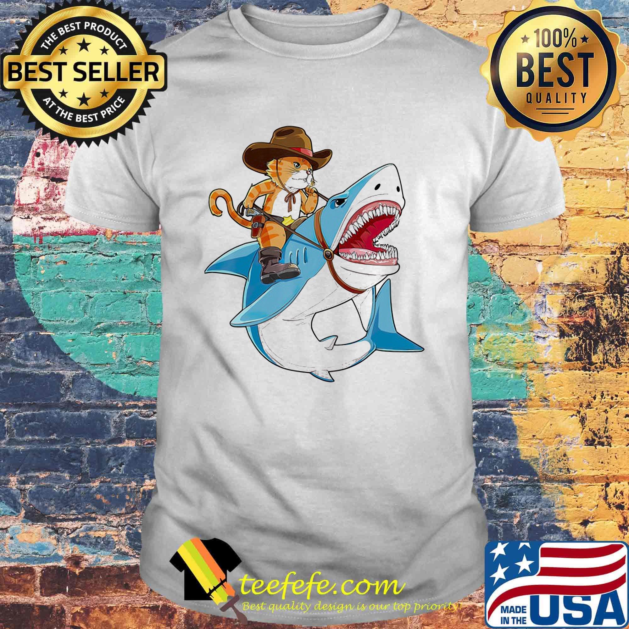 Official Cat Riding Shark Shirt Official Cat Riding Shark Shirt