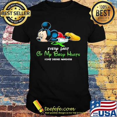 Official Mickey mouse every part of my body hurts fibromyalgia awareness shirt