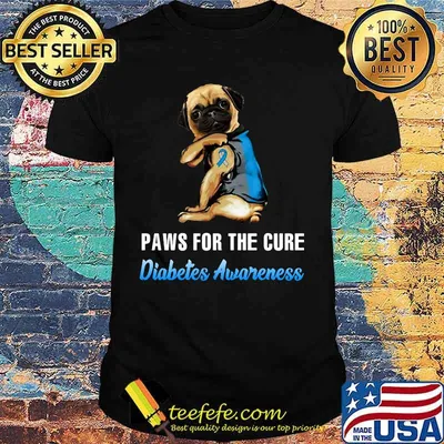 Official Paws for the cure Diabetes Awareness Pug shirt