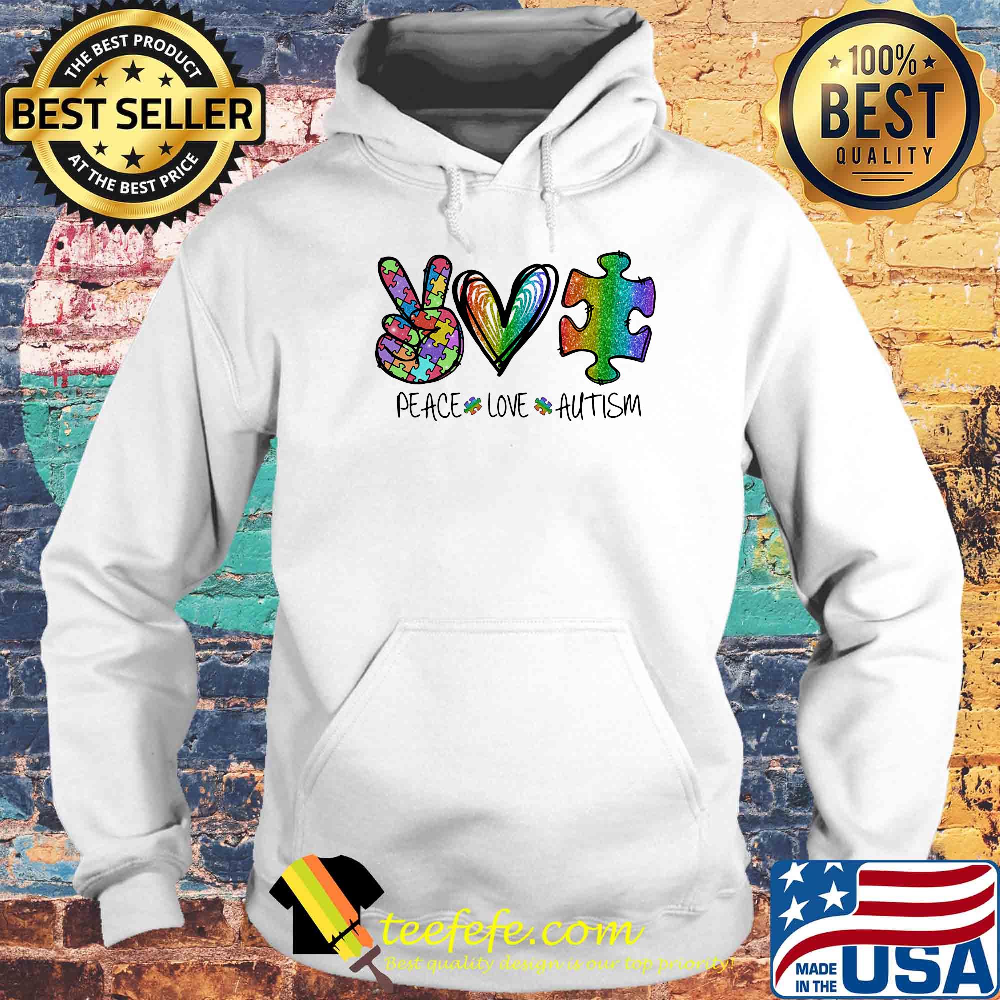 Official Peace Love Autism s Hoodie Official Peace Love Autism s Hoodie